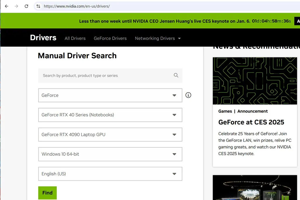 Nvidia driver downloads